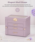 Enthralite Jewelry Box with 3 Drawers: Display Organizer for Earrings Necklaces - Gifts for Girls Women (Grey Purple)