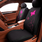 Flying Banner Butterfly car seat Covers ful Set Fashion Universal Lady Woman Female Rear Bench Split Colorized (Black Rose Re