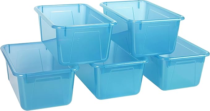 Storex Small Cubby Bin, 12.2 x 7.8 x 5.1 Inches, Candy Teal, 5-Pack (62480U05C)