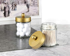Amolliar 4 Pack Apothecary Jars Bathroom Vanity Storage Organizer Set -Countertop Canister with Stainless Steel Lids &Cute St