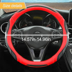 Leather Steering Wheel Cover, Auto Car Stretch Steering Wheel Protector, Universal 15 Inch Anti-Slip Breathable Odorless Stee