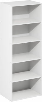 Furinno Basic Book Shelf, 5-Tier Bookshelf, Storage Organizer Bookcase with Open Shelf, 11 x 17 x 44, for Living Room, Bedroo