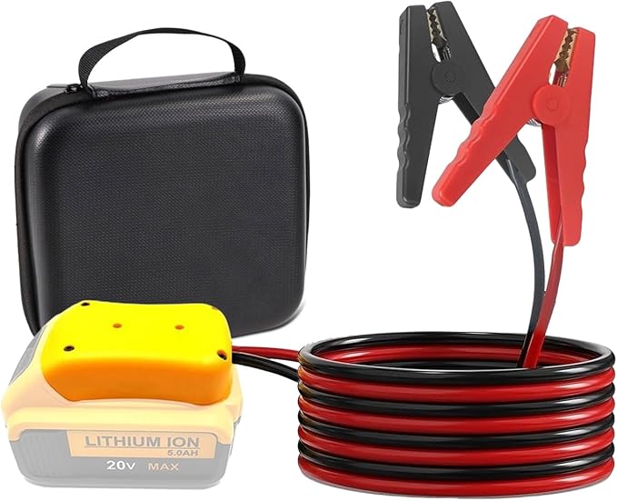 Jumper Cables for Car with Adapter for DEWALT 20V Batteries, 8AWG 5.9FT Auto Booster Cable for Jump Starting Car Using Tool Battery
