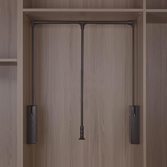 Sliding Wardrobe Closet Rod - Pull Down Hanging Rail For Wardrobe, Adjustable Hanging Lift Clothes Rails, Extendable Clothes 