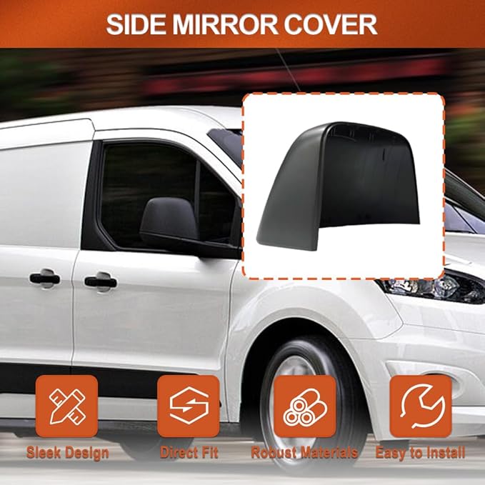 Rearview Mirror Cover, Car Rearview Side Mirror Caps, Compatible with Ford Transit Connect 2014-2018, 1 pc (Right)