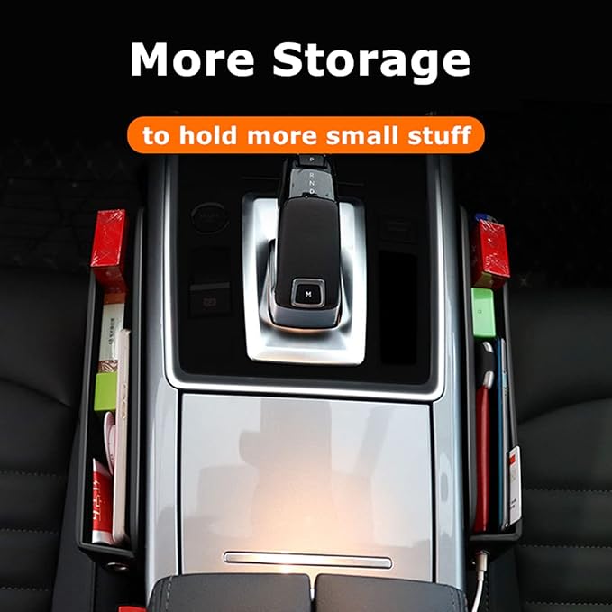 Leather Car Seat Gap Filler Organizer and Storages Blocker Automotive Accessories Universal for Car SUV Truck Fill The Gap Between Seat and Console Stop Things from Dropping Pack of 2