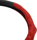 Quick Install Sporty Suede Steering Wheel Cover with Red Grips Universal fit Any 14 ½ to 15 inches Car SUV Pickup Steering Wheel