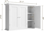 ChooChoo Bathroom Wall Cabinet with 3 Doors, Laundry Cabinet Wall Mounted, Medicine Cabinet with Adjustable Shelves, Hanging 