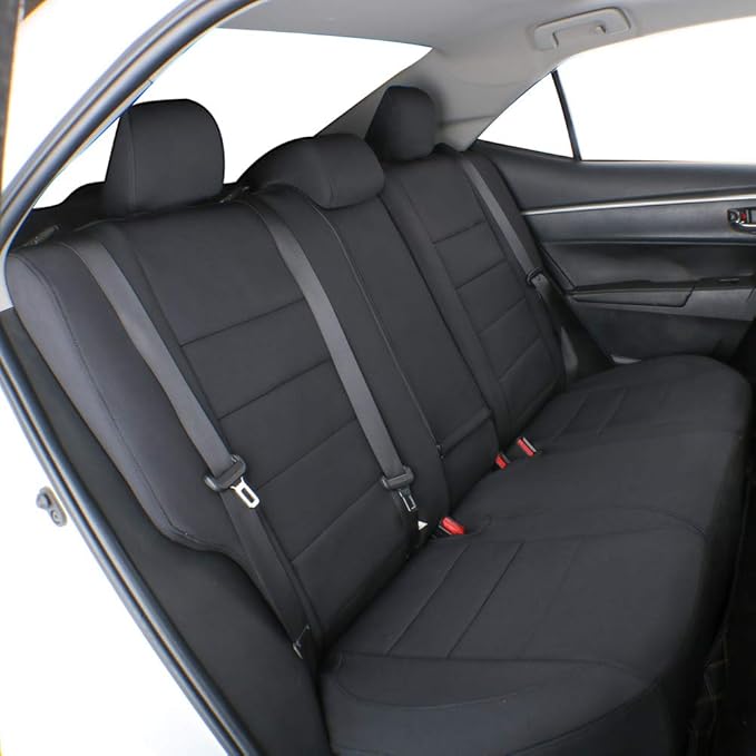 EKR Custom Fit Tacoma Rear Neoprene Car Seat Covers for Select Toyota Tacoma 2016 2017 2018 2019 2020 2021 2022 2023 Double C