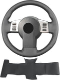 Hand-Stitched Steering Wheel Cover,Fit for Nissan Frontier 2005-2021/Pathfinder 2005-2012/Xterra 2005-2015,Non-Slip Breathable Microfiber Leather Steering Wheel Cover on Wrap DIY Hand Sewn