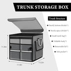 Trunk Organizer with Lid, 28L Collapsible Cargo Organizer with Aluminum Handles & Reflective Strip, Multi-Purpose Waterproof