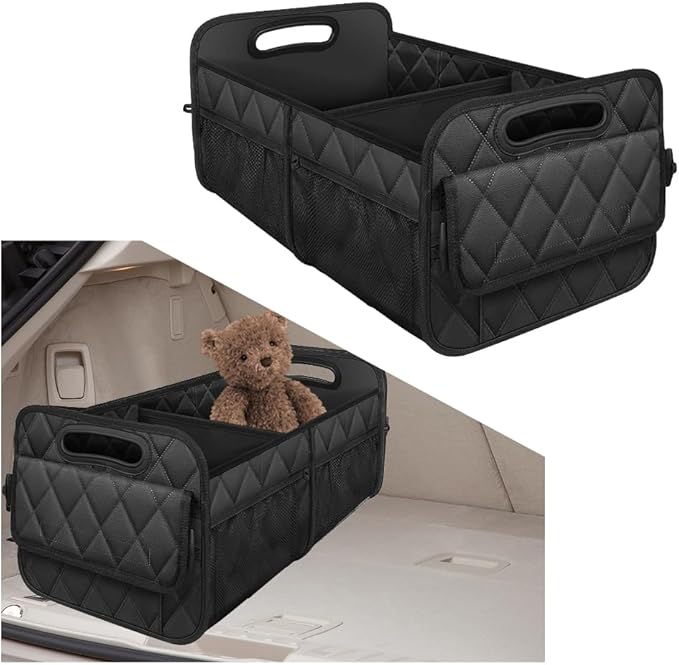 Car Trunk Organizer, Collapsible Sturdy Multi-Compartment Vehicle Cargo Storage Bag, Removable Automotive Trunk Organization
