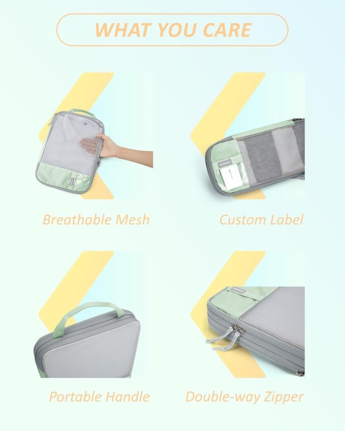 BAGSMART 6 Set /4 Set/2 Set Compression Packing Cubes for Travel, Lightweight Luggage Organizer Bags, Durable Space Saver Bag