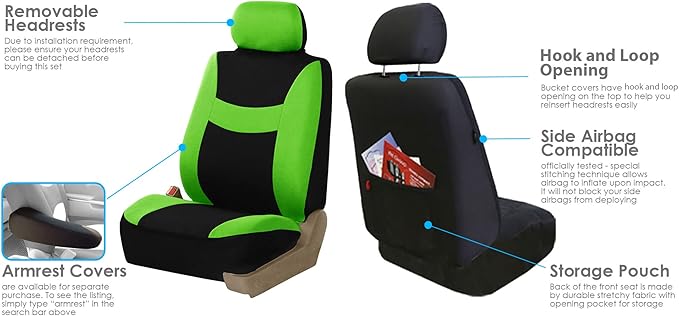 FH Group Light & Breezy Cloth Car Seat Covers, 7 Seater Three Row Set- Airbag & Split Ready -Universal for Cars Trucks and SU