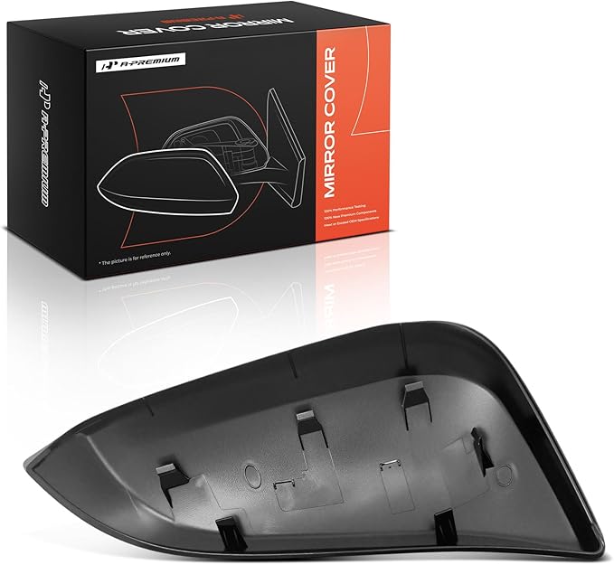 A-Premium Driver Side Rearview Door Mirror Cover Cap - Compatible with Toyota Highlander 2014 2015 2016 2017 2018 2019 - Smooth Black, with Turn Signal Hole, Replace # 879450E040C0