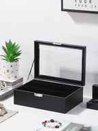 Bracelet Holder Organizer Box, Jewelry Storage Case with 2 Rods, Bangle Watch Display Tray for Women Girls (Black)