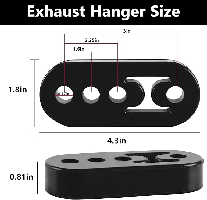 Exhaust Rubber Hanger, rubber muffler hangers. Rubber Insulator Bushing Mount, rubber exhaust mounts with 4 Holes 0.47 Inch, 