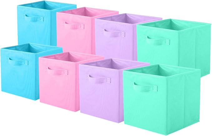 ShellKingdom Storage Bins, Foldable Fabric Storage Cubes And Cloth Organizer Drawer For Closet And Toys, 8 Pack (Pink+Lavende
