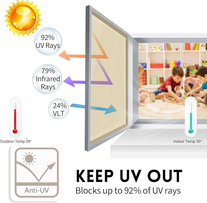 KESPEN Window Film One Way Reflective Daytime Privacy Heat Blocking Anti UV Mirror Window Tint for Home and Office, Gold-Silver, 35.4 Inch X 6.5 Feet