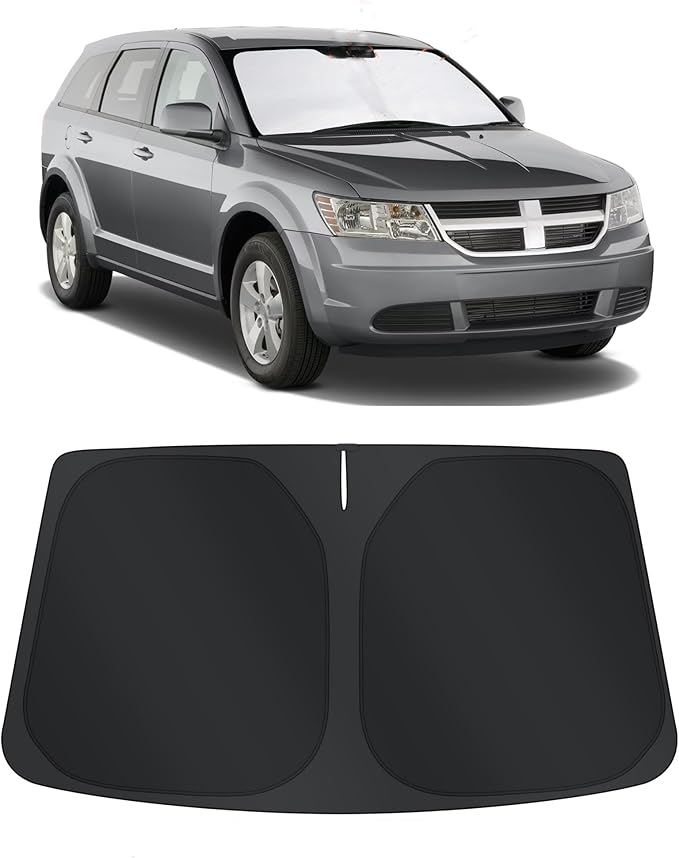 TINGLU Sun Shade for Dodge Journey 2009-2020 Accessories Windshield Sun Shade Window Shade UV Rays Protection Sun Visor Cover with Steering Wheel Sunshade Storage Bag