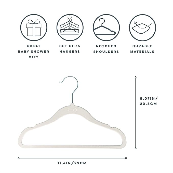 3 Sprouts Baby Closet Organizer Set - 15 Nursery Hangers with 8 Size Dividers, Closet Dividers for Baby Clothes and Clothes O