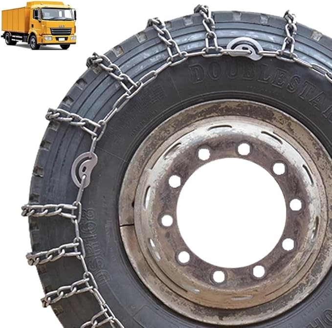 Set of 2 Snow Chains for Trucks & SUVs – Reinforced Anti-Skid Chains –Easy On and Off for Ice & Snow 9mm 215/75R17.5 9mm 225/