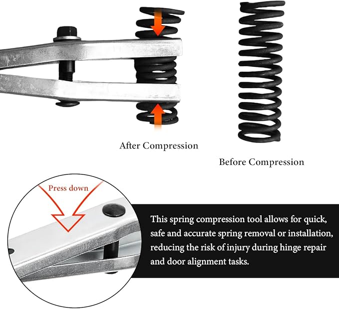 Door Spring Tool, Sturdy Metal Car Door Hinge Spring Compressor Tool Fit 1/2 Inch Wrenches, Professional Repairing Tools for 