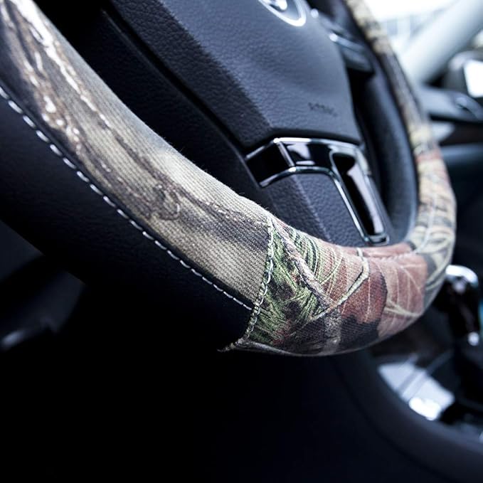 Mossy Oak Camo Steering Wheel Cover, Universal 15 inch - Made with Premium PVC Leather and Cotton Fabric - Official Licensed 