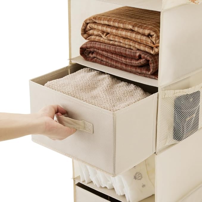 Hanging Shelf Closet Storage Organizer Removable Drawers ，Hanging Storage Organizer Hanging Sweater 2 Sock Underwear Drawers 