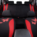 Flying Banner Butterfly car seat Covers ful Set Fashion Universal Lady Woman Female Rear Bench Split Colorized (Full Set, Red