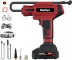 Tire Inflator 20V Cordless Mini Air Compressor DC 12V Portable Handheld Car Drill Air Pump 150PSI with Rechargeable Battery, Auto Shut Off, LED, Digital Pressure Gauge for Cars Bikes (Red)