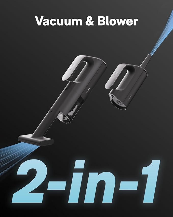 HOTO BlowVac™ Handheld Vacuum Cordless, Car Vacuum Cleaner with 23000Pa High Power, 3 Suction Modes, Electric Compressed Air 
