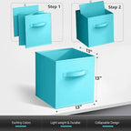 Sorbus 13 Inch Storage Bins - Sturdy Collapsible Fabric Storage Cubes with Handle - 8 Foldable Baskets for Organizing Clothes
