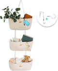 OrganiHaus White 3-Tier Wall Hanging Baskets for Organizing, Hanging Storage Basket, Over the Door Basket Organizer, Wall Mou