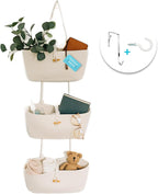 OrganiHaus White 3-Tier Wall Hanging Baskets for Organizing, Hanging Storage Basket, Over the Door Basket Organizer, Wall Mou