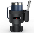 Seven Sparta Cup Holder Expander with Phone Holder & Cable Access, 3-in-1 Car Organizer, Side Storage Box for Phone/Cards, Co