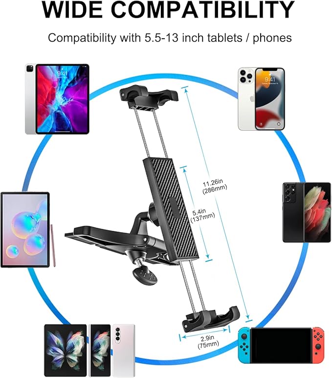 woleyi CD Slot Tablet Car Mount, CD Player iPad Mount Holder, Adjustable Tablet Mount for Car, Compatible with iPad Pro 12.9 Air Mini, Galaxy Tabs, Surface Pro/Go, 5.5"-13" iPhone, Tablets and Devices