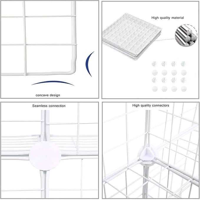 C&AHOME Wire Cube Storage, 4-Cube Storage Organizer Metal, C Grids Storage Bins Shelving, Modular Bookshelf Shelf, Closet Cab