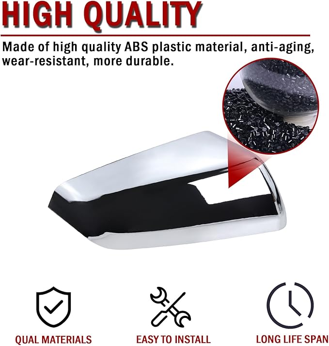 Right Passenger Side Exterior Mirror Cap Cover Rearview Mirror Cover Trim Fit for 2018 2019 2020 2021 2022 2023 Chevrolet Equinox & GMC Terrain Replace 23406416 (Chrome)