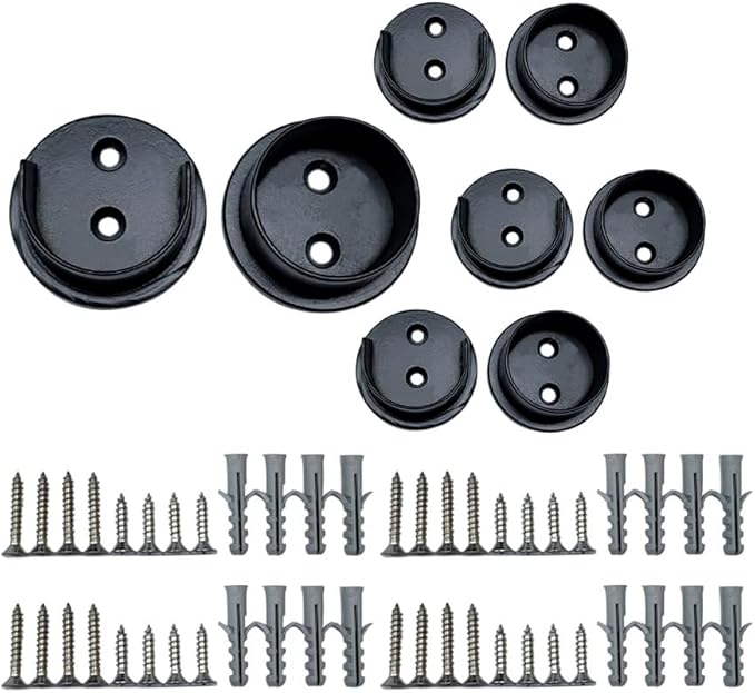 QCAA Solid Brass Extra Heavy Closet Pole Socket Set, Heavy Duty, 1-1/2 inch, with Stainless Screws, Black Coated, 4 Pairs, Ma