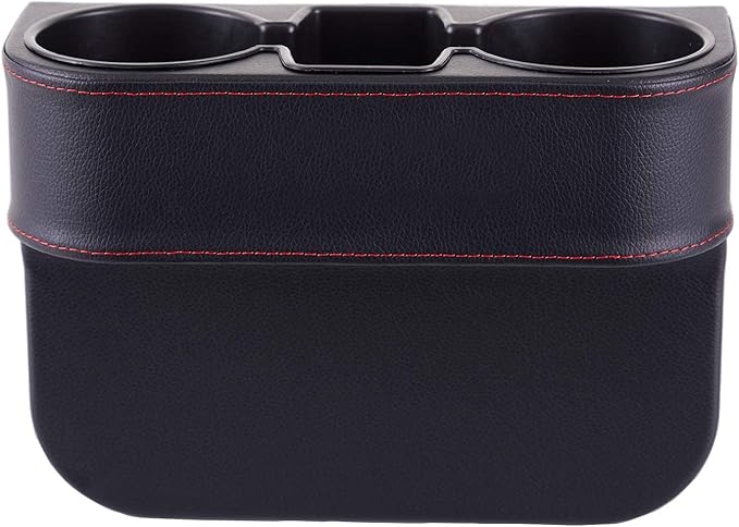Car Seat Organizer Cup Drink Holders,Multifunctional Gap Filler Storage Box,Insert Organization Helps Reduce Distracted Driving&Holds Phone Mount Mug Bottle Cellphone Coaster Wallet Card (XBD-Black)