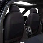 Flying Banner car seat Covers Protects Water Proof Faux Leather Carbon Fiber Fronts Rear Bench Covers (Cow Black, Full Set - 