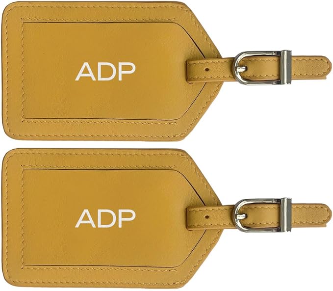 Personalized Monogrammed Leather Luggage Tags - 2 Pack