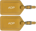 Personalized Monogrammed Leather Luggage Tags - 2 Pack