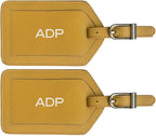 Personalized Monogrammed Leather Luggage Tags - 2 Pack