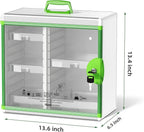 Glosen Medicine Cabinet Locking Medicine Cabinet Wall Mounted【 Green 13.6 x 13.4 x 6.5 Inch 】 Portable Storage Container Big 