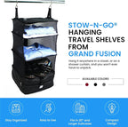 Grand Fusion Stow-N-Go Packing Organizer for Luggage, Portable Hanging Travel Shelves, Carry-On Closet, Hanging Packing Cubes
