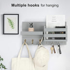 Lwenki Mail Organizer for Wall Mount – Key Holder with Shelf Includes Letter Holder and Hooks for Coats, Dog Leashes – Rustic