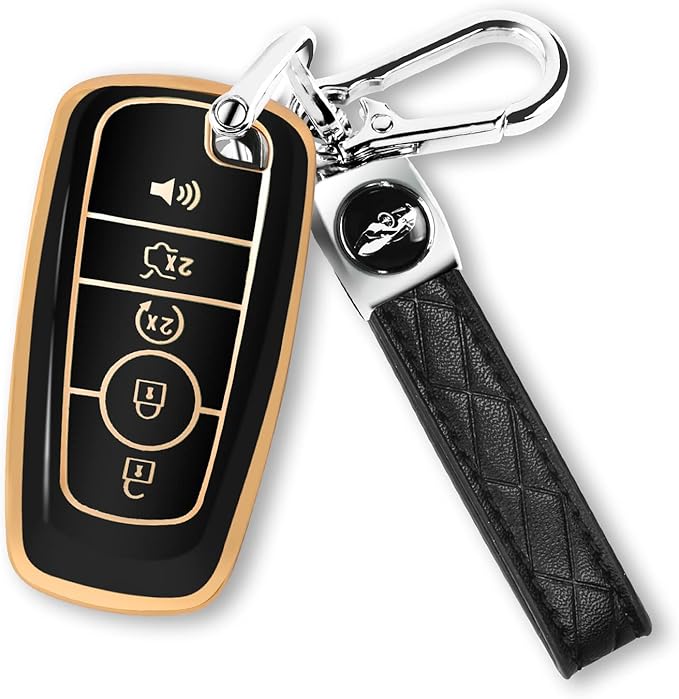 MILD EAST For Ford Key Fob Cover with Keychain, Soft TPU Key Case Shell Full Protection for Ford Explorer Fusion Escape Edge 