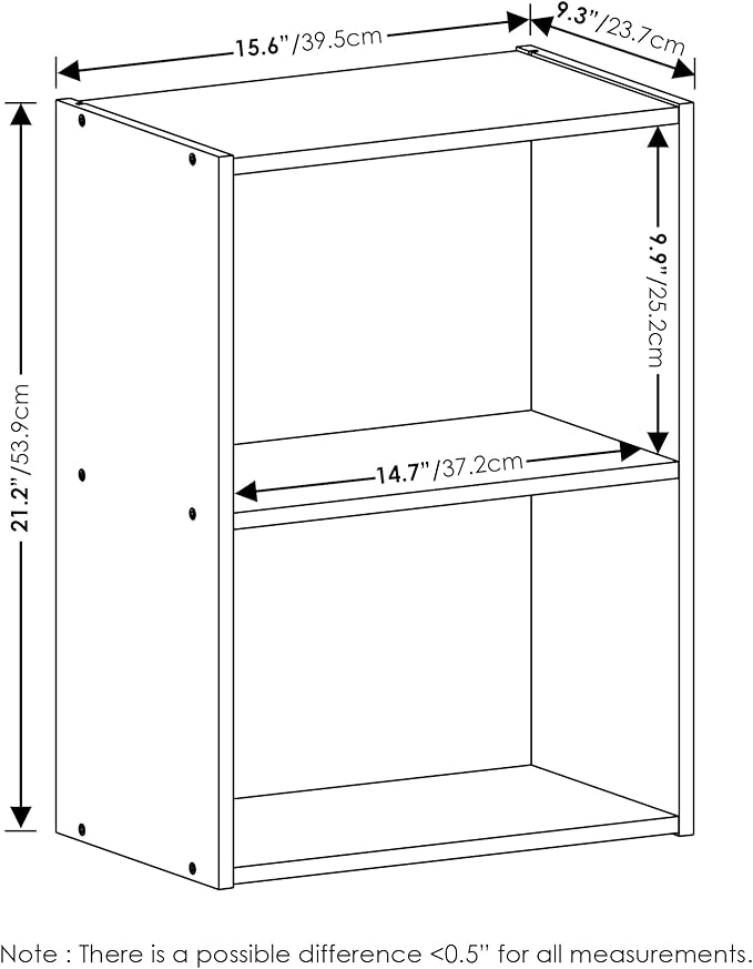 Furinno Luder Bookcase / Book / Storage, Blackwood 2-Tier